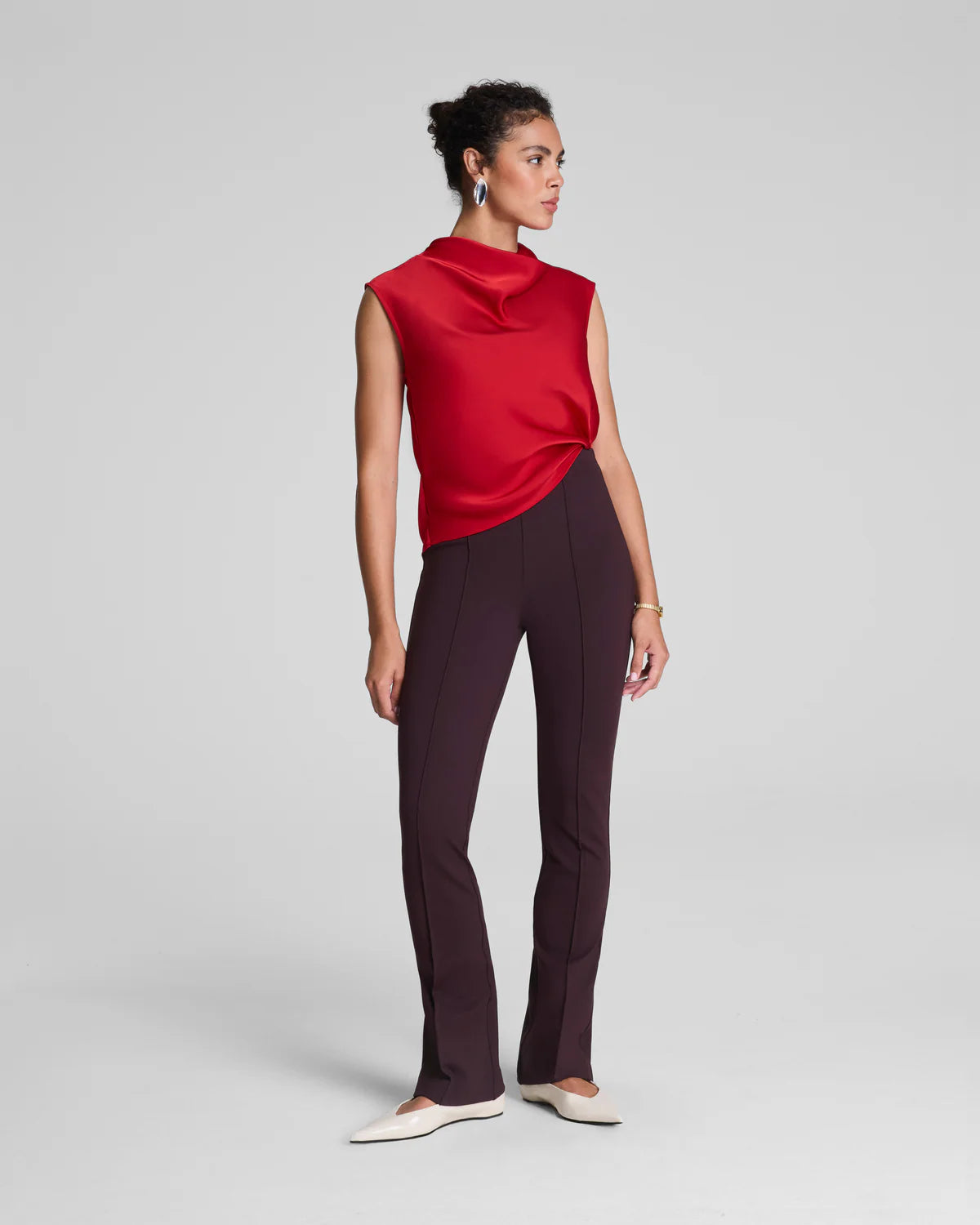 Sleeveless Cowl Neck Top in Red
