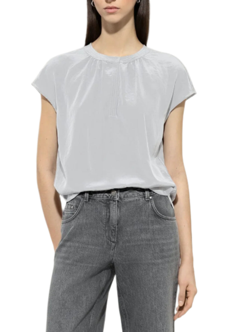 Top w/ Tunic Neckline in Silver Gray