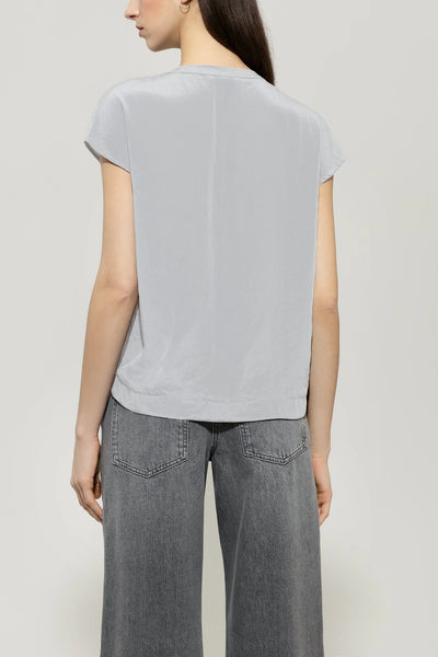 Top w/ Tunic Neckline in Silver Gray