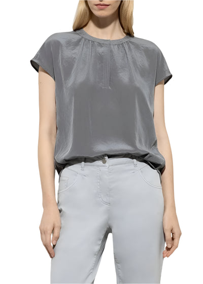 Top w/ Tunic Neckline in Cool Gray