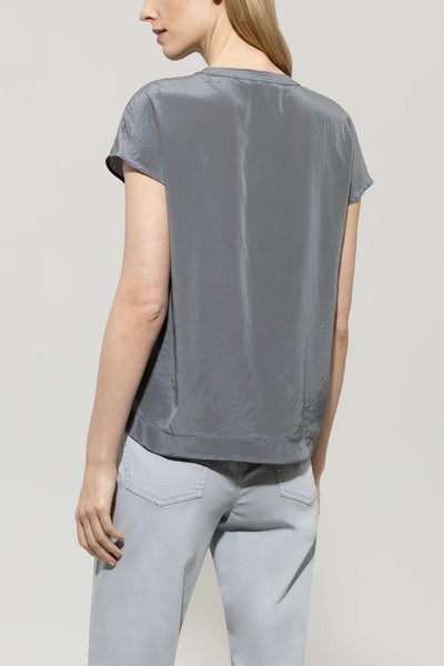 Top w/ Tunic Neckline in Cool Gray