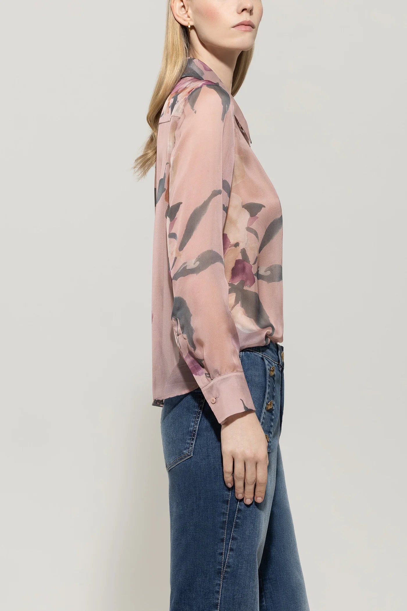 Silk Blouse with Flower Print