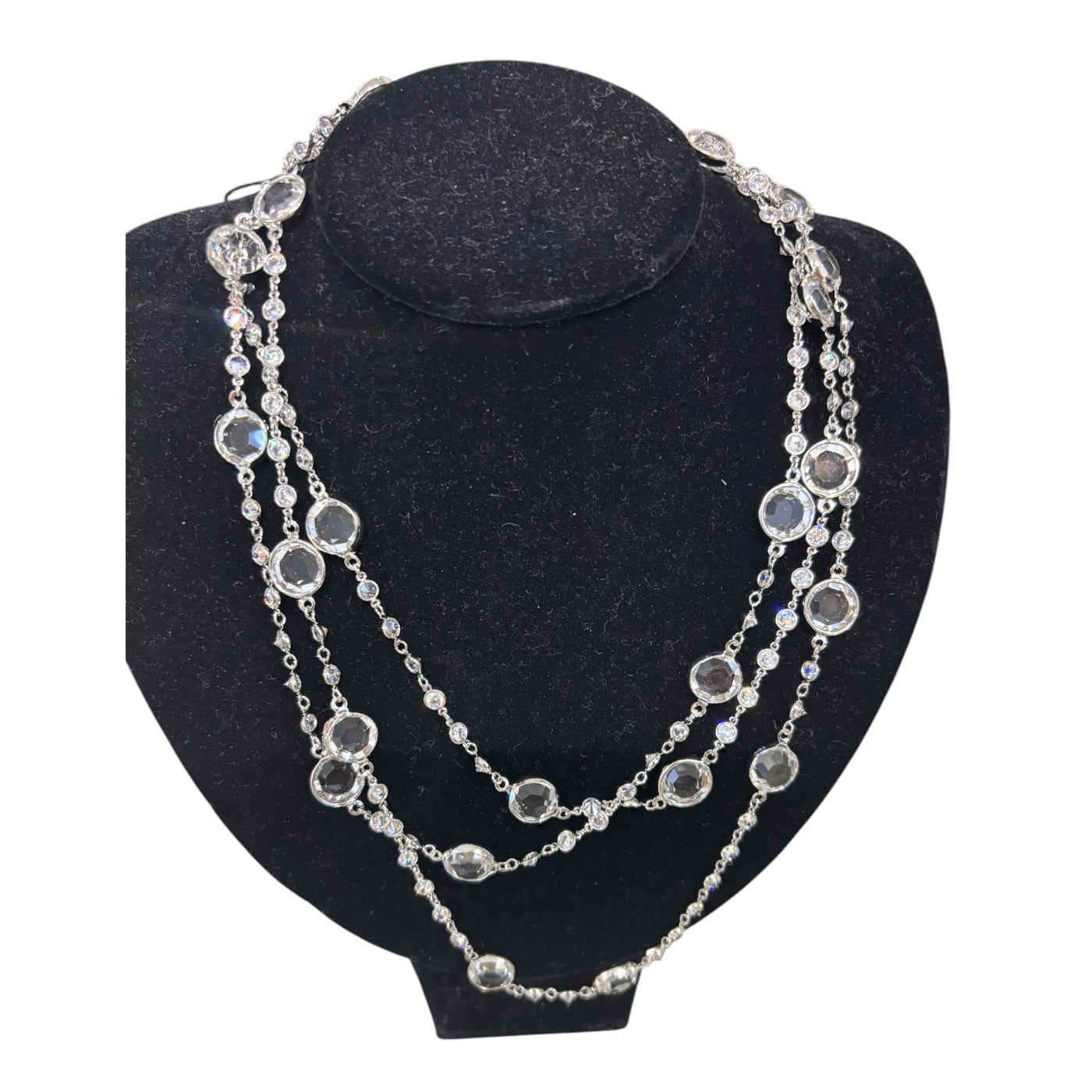 60" Alternating Small to Large Crystals Necklace