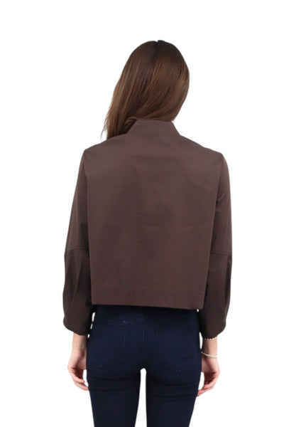 Emmy Crop Poplin Shirt in Chocolate
