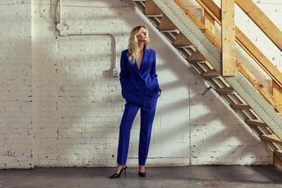 Straight Leg Pintuck Trouser in Regal Blue