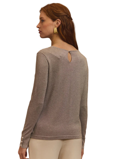Margarita Jewel Neck Sweater in Silver Lurex