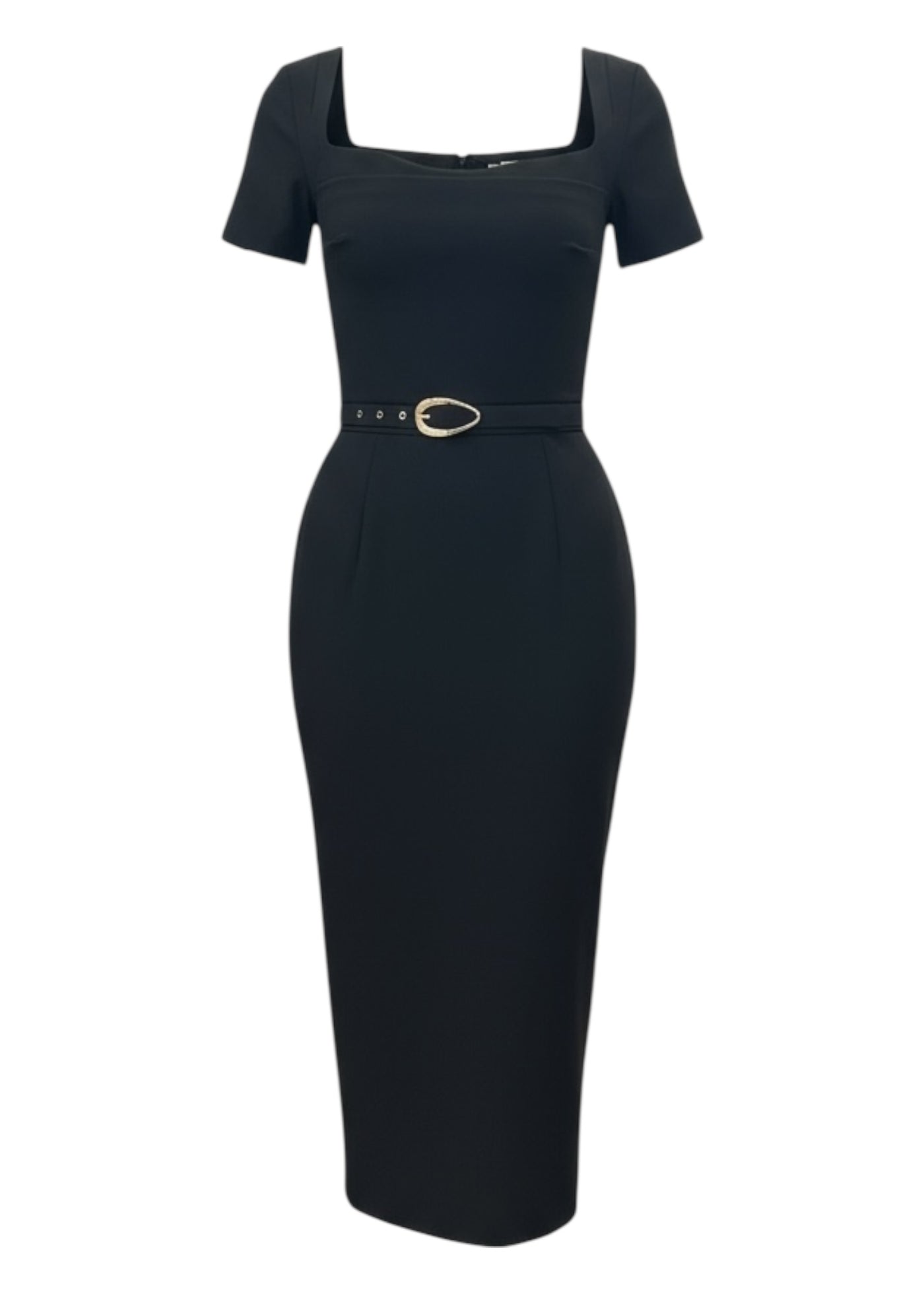 Bahir Square Neck Belted Dress in Black