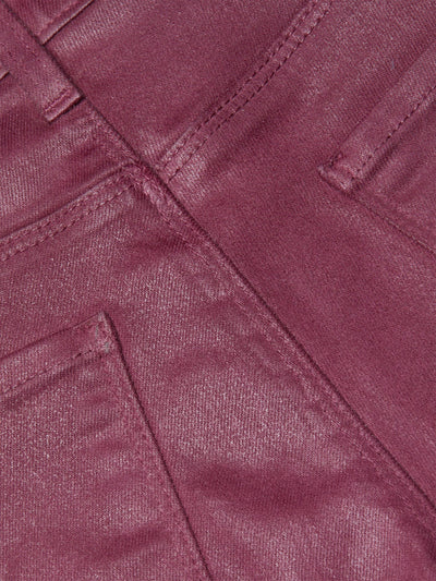 Kendra Cropped Coated Flare Jean in Deep Mauve Coated