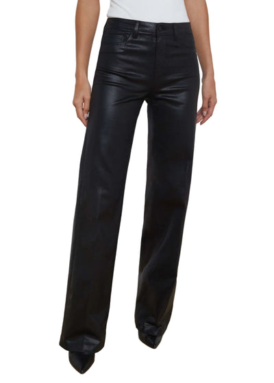 Clayton Coated Wide-Leg Jean in Noir Coated