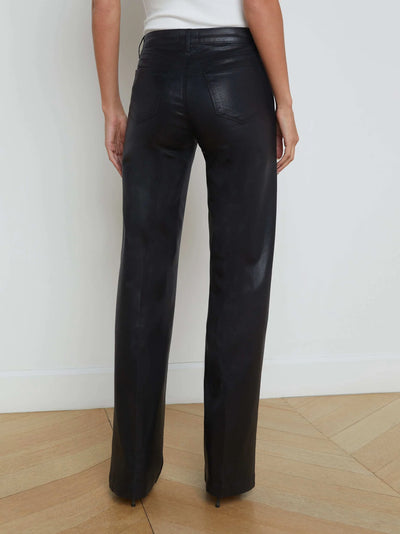 Clayton Coated Wide-Leg Jean in Noir Coated