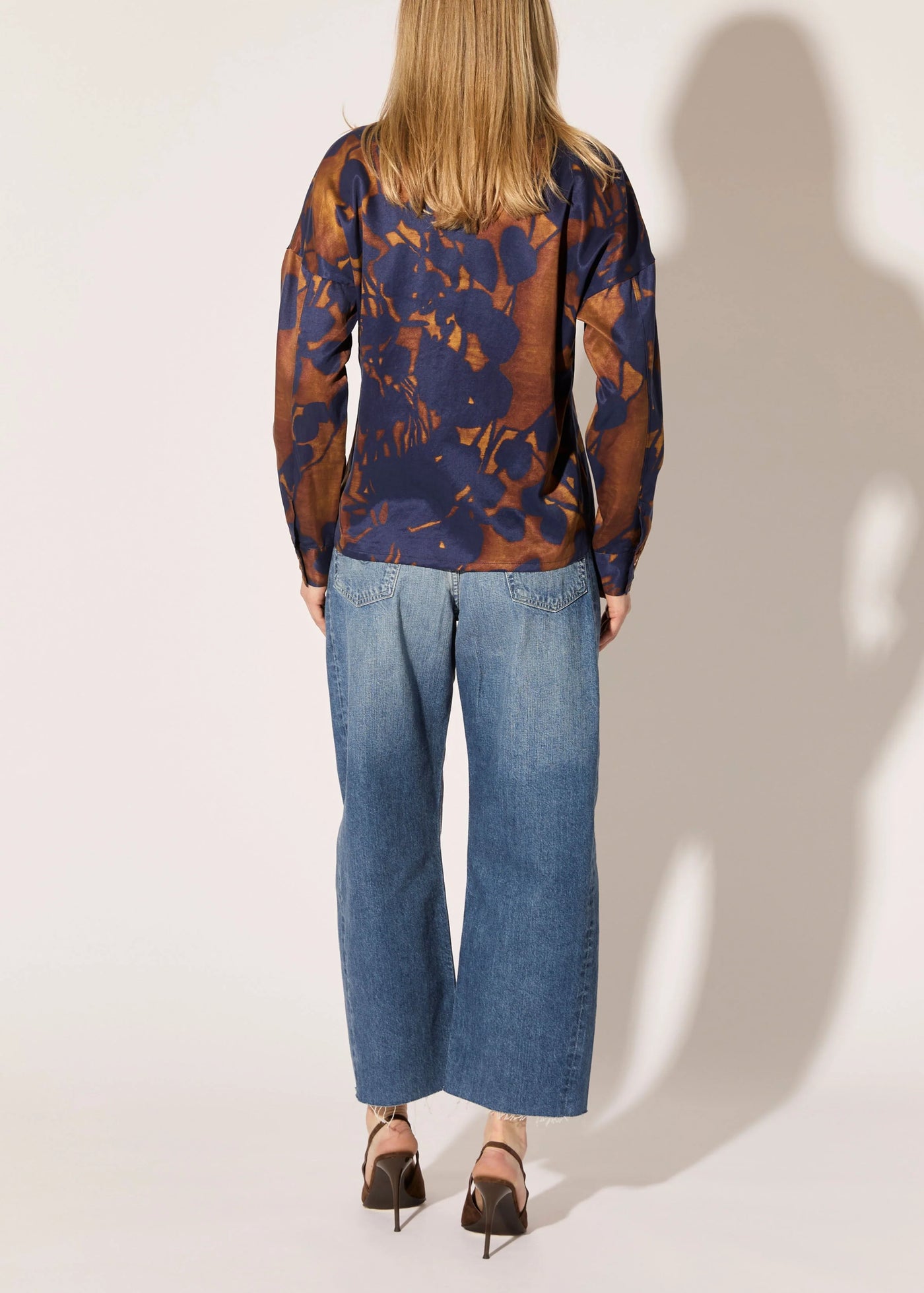 Shadow Print Blouse in Saffron Combo
