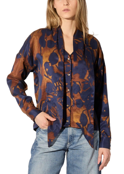 Shadow Print Blouse in Saffron Combo