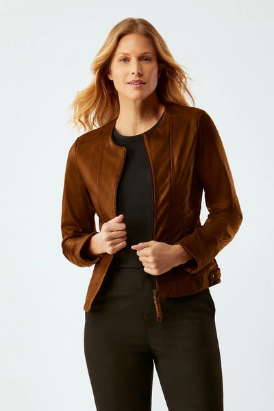 Waxed Leather Zip Jacket - Mink