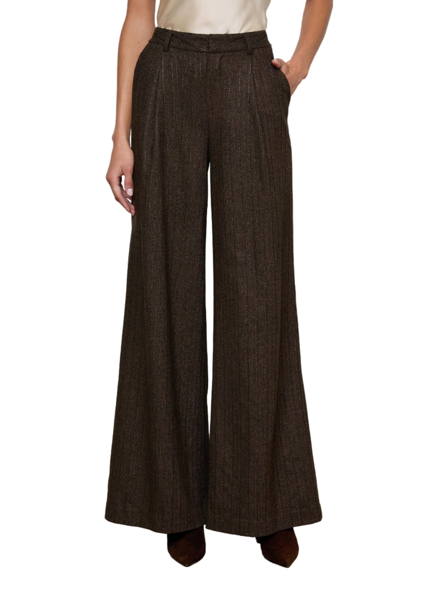Allanah Pinstripe Trouser in Brown/Bronze