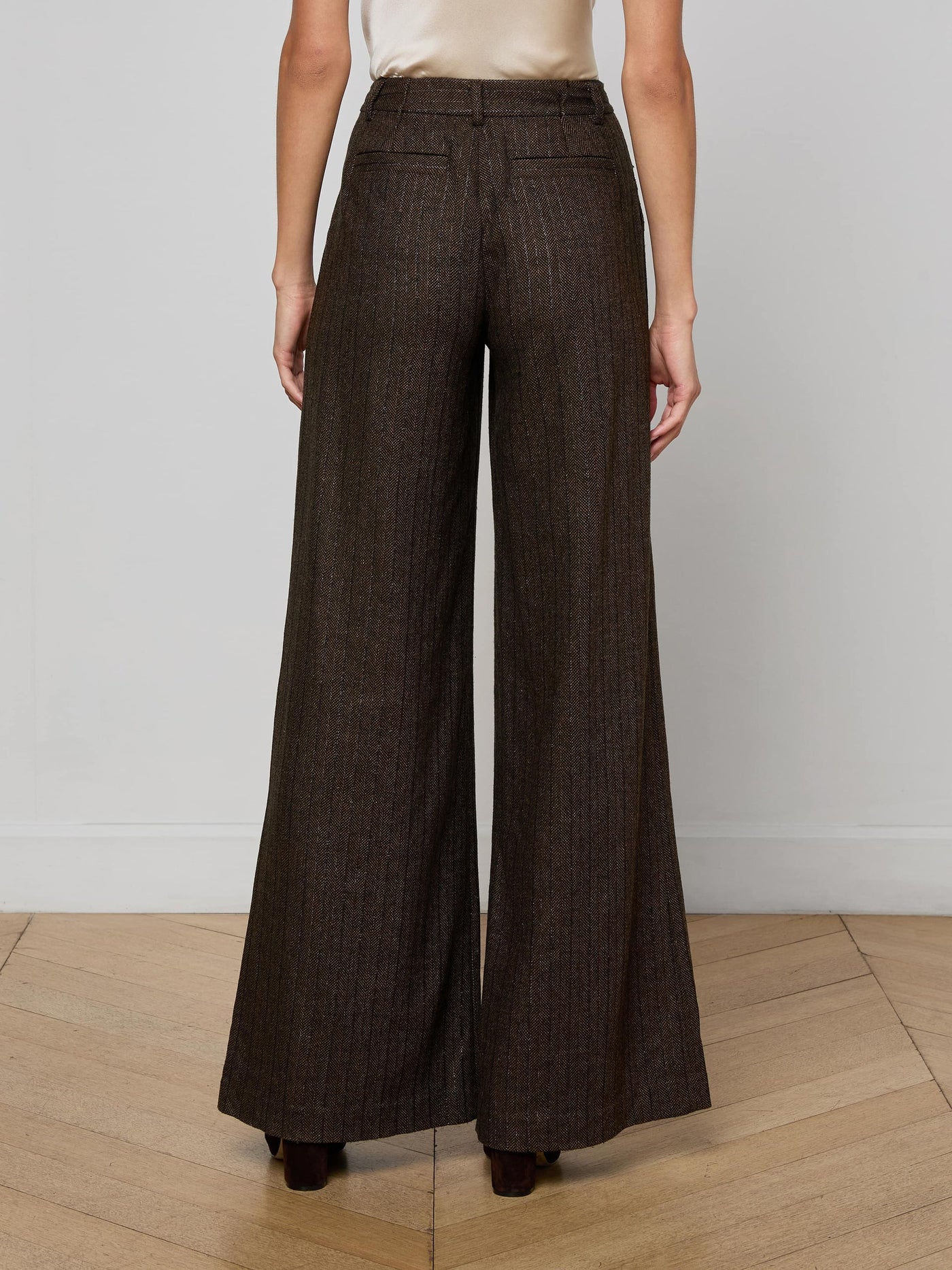 Allanah Pinstripe Trouser in Brown/Bronze
