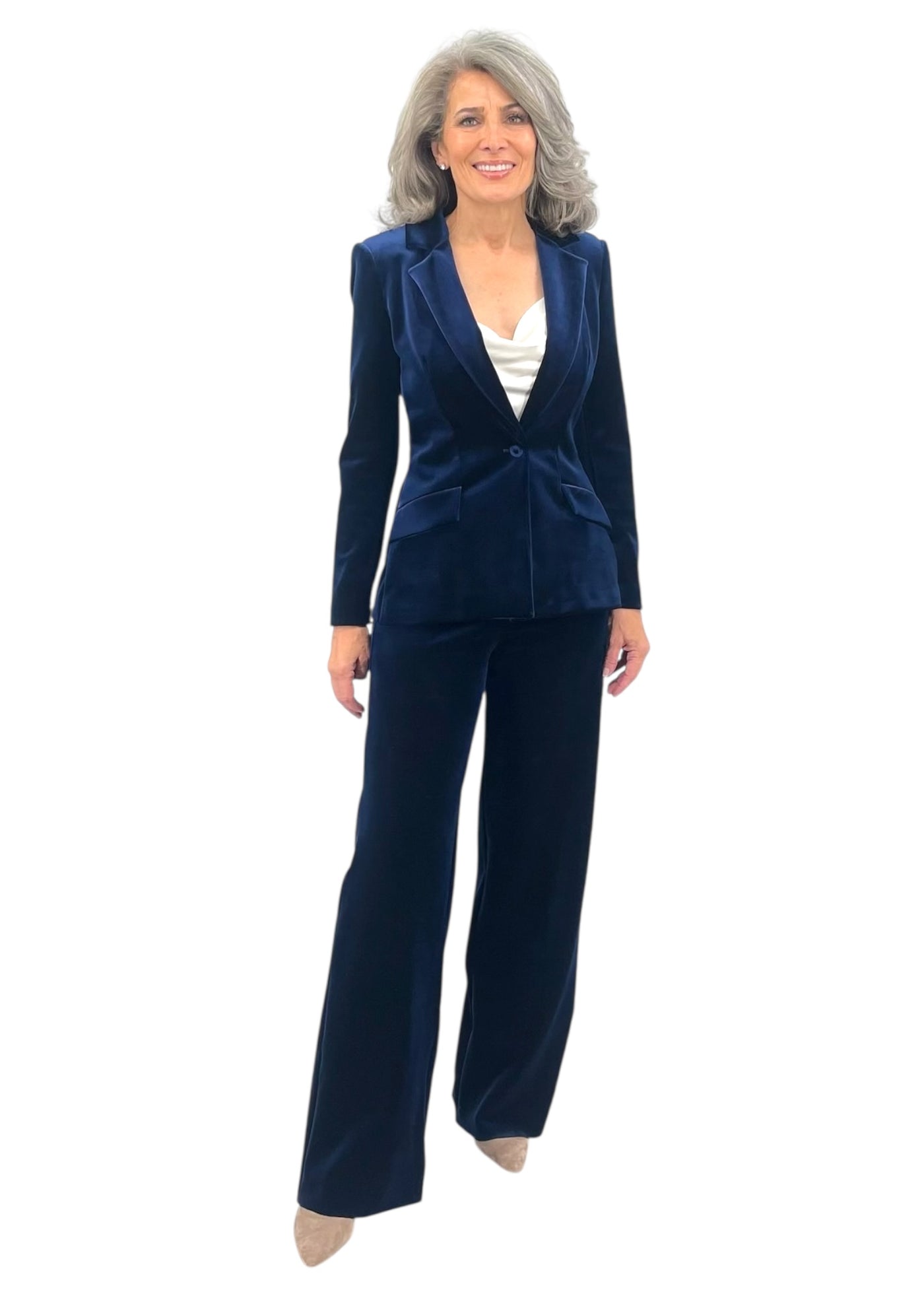 Nazife Velvet Pants in Blu Notte