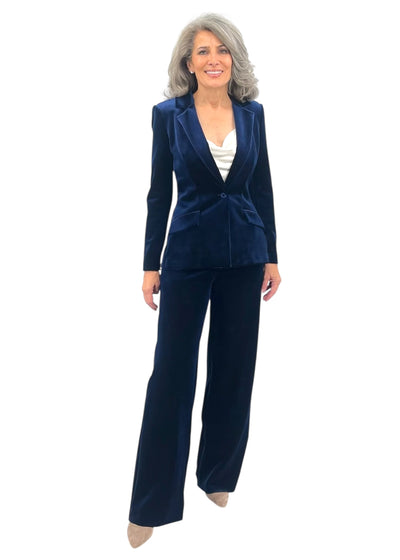 Nazife Velvet Pants in Blu Notte
