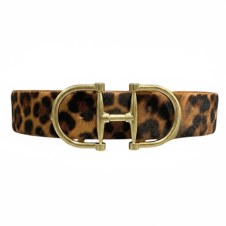 Kasi Hair-On Belt w/ Gold Buckle in Persian Leopard
