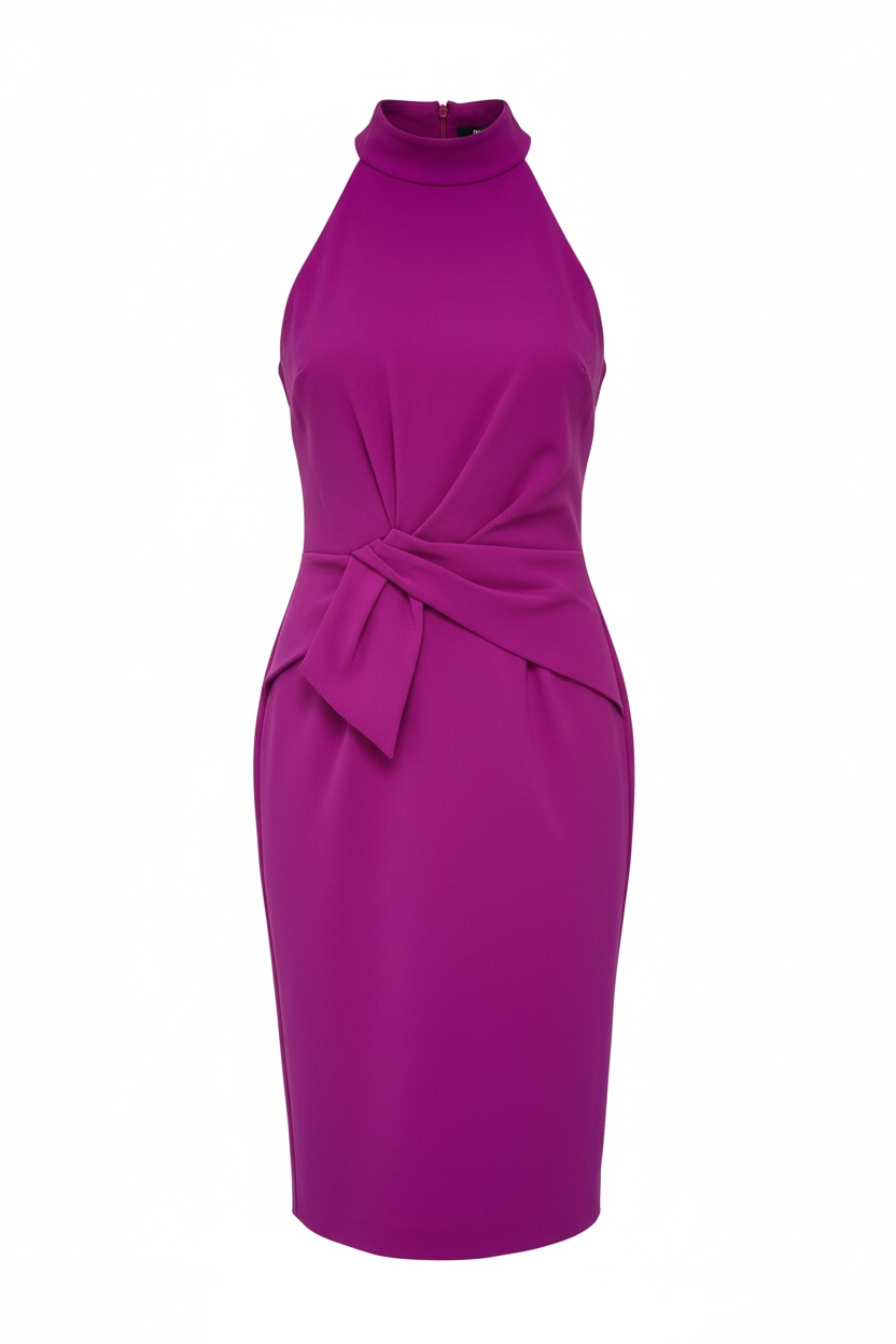 Gulek Slim Jersey Zip Dress in Cyclamen