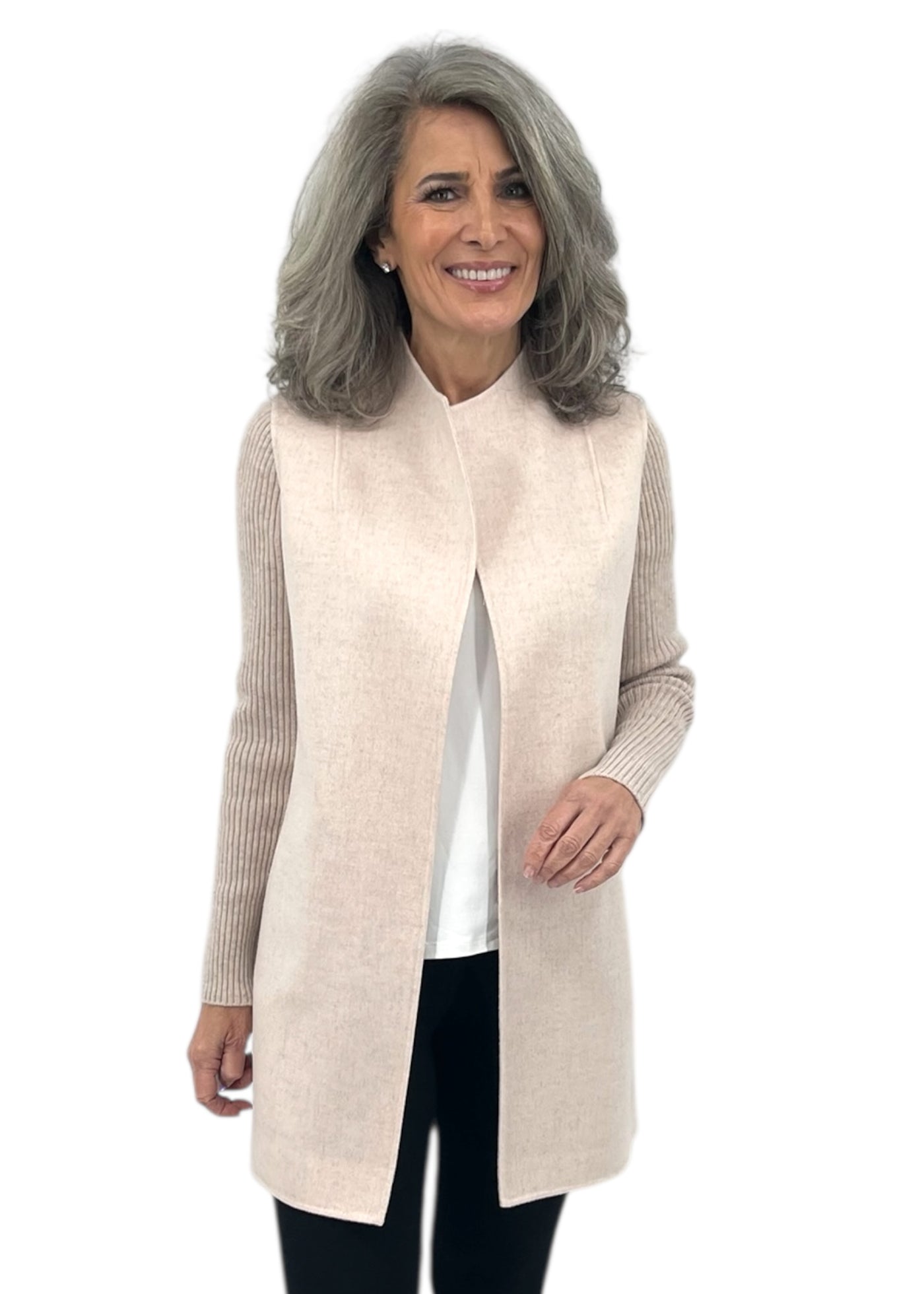 Rib Sleeve Coat in Cameo