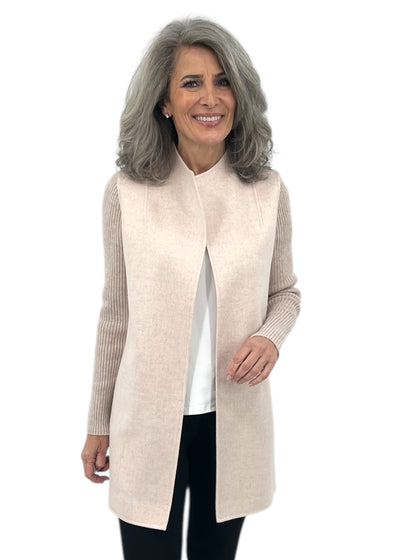 Rib Sleeve Coat in Cameo