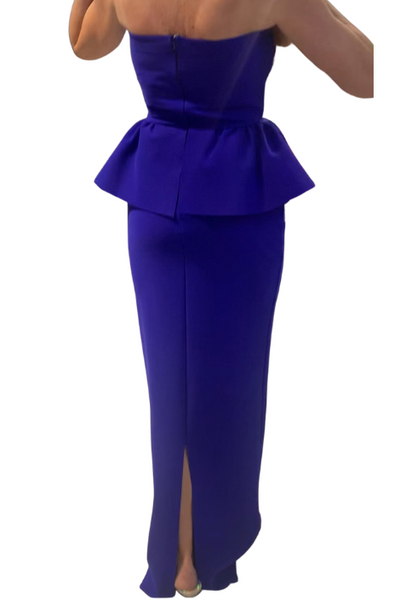 Panthea Strapless Peplum Gown - Blue