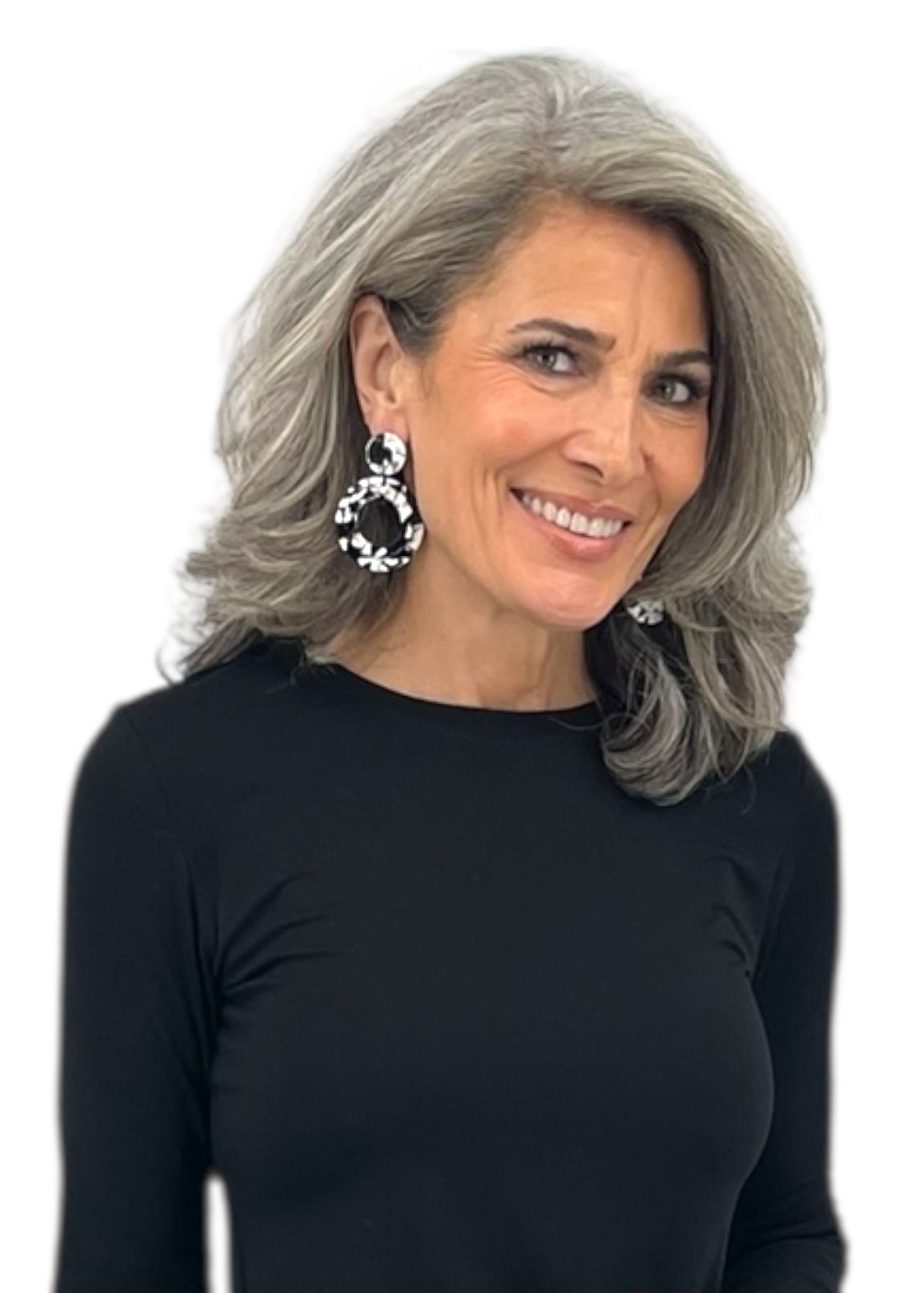 Circle Drop Earring in Black/White