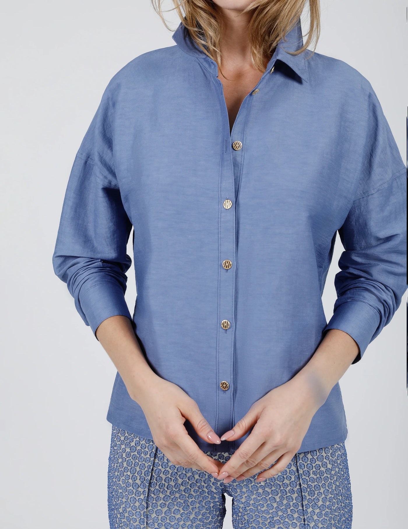 Textured Viscose Shirt in Bluebell