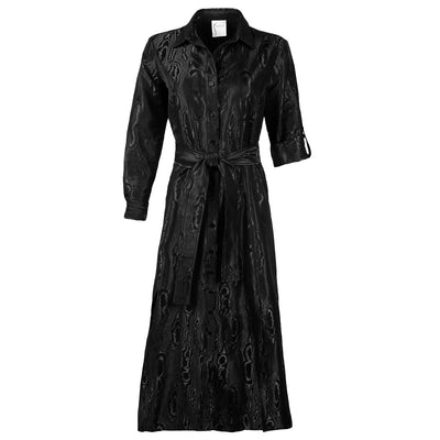 Laine Moire Jacquard Shirt Dress in Black