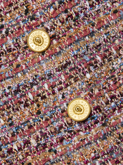 JIA Crop 3/4 Sleeve Jacket in Mauve/Tan Multi Tweed