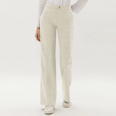 York Wide Leg Embroidered Trouser in Sand/White