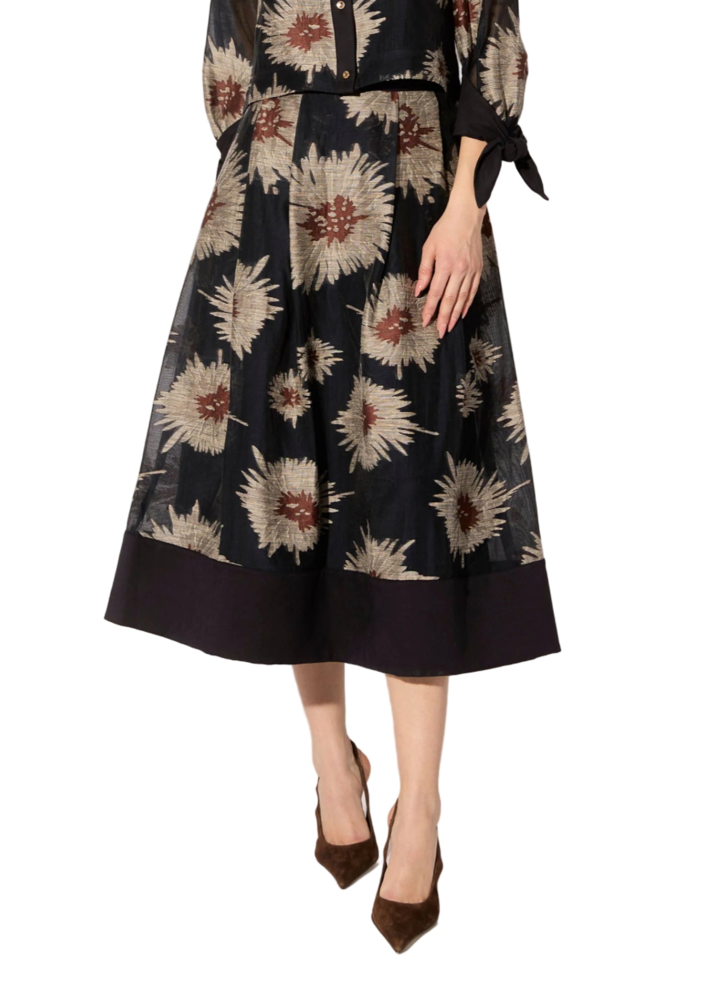 Aster Fil Coupe Skirt in Midnight/Rust
