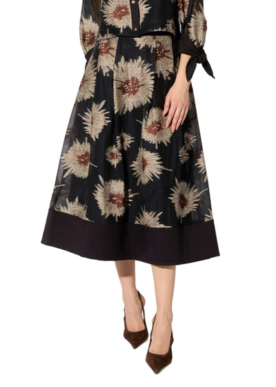 Aster Fil Coupe Skirt in Midnight/Rust