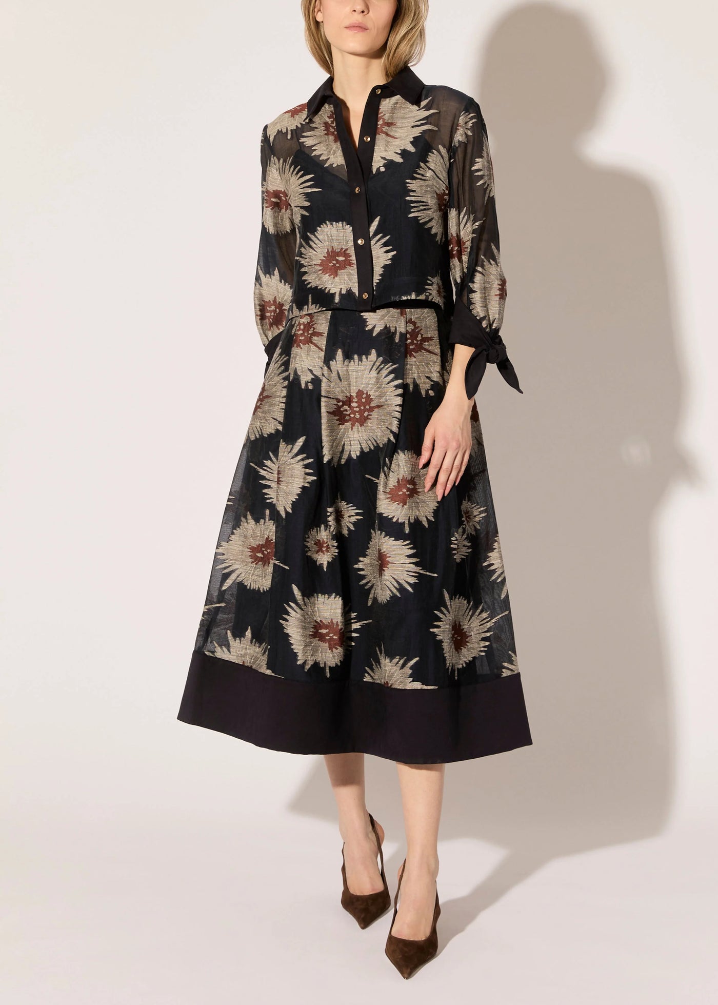 Aster Fil Coupe Blouse in Midnight/Rust