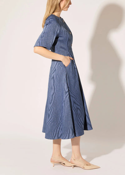 Moire Denim Dress in Indigo Multi
