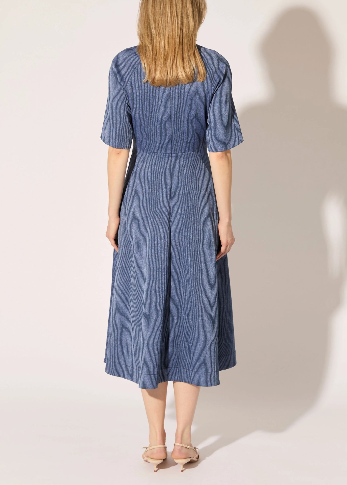 Moire Denim Dress in Indigo Multi