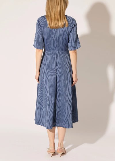 Moire Denim Dress in Indigo Multi