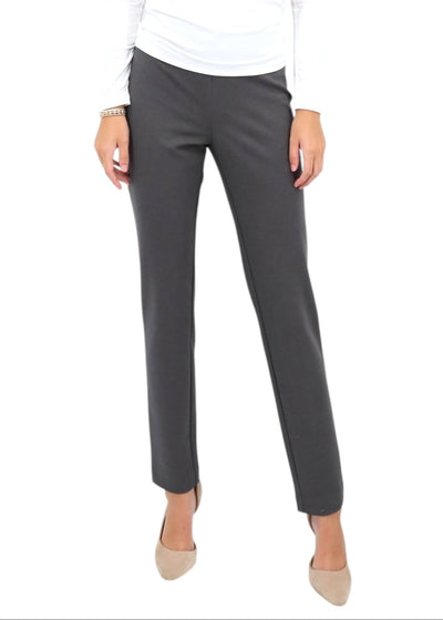 Zip Front Ponte Pant in Steel