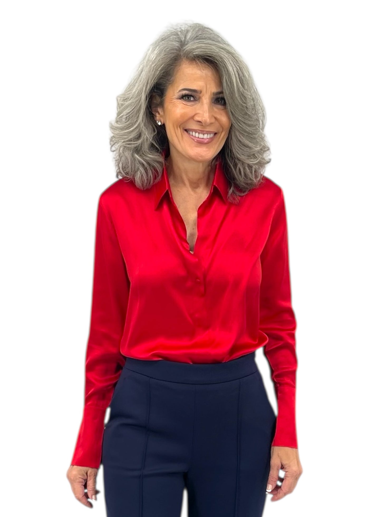 Daria French Cuff Blouse in Toreador