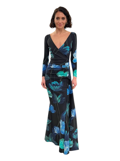 Koly Print Long Gown in Donna Blue
