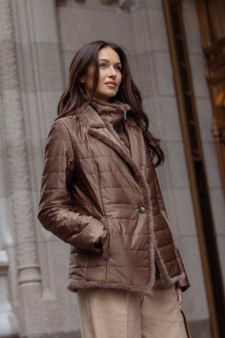 Moork ブラウンナイロンジャケット　48 MooRER ムーレー ナイロンジャケット 48 フード付 ブラウン ブルゾン