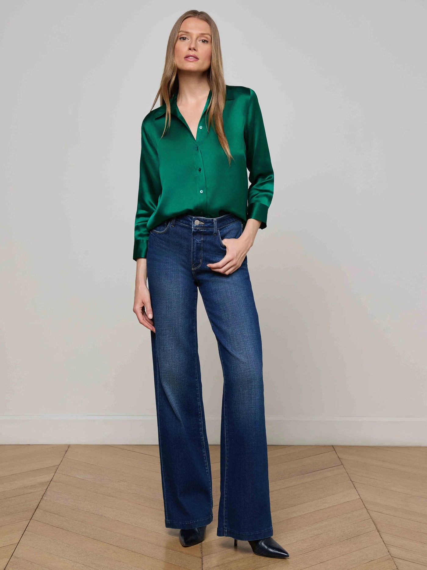 Dani Silk Blouse in Bottle Green