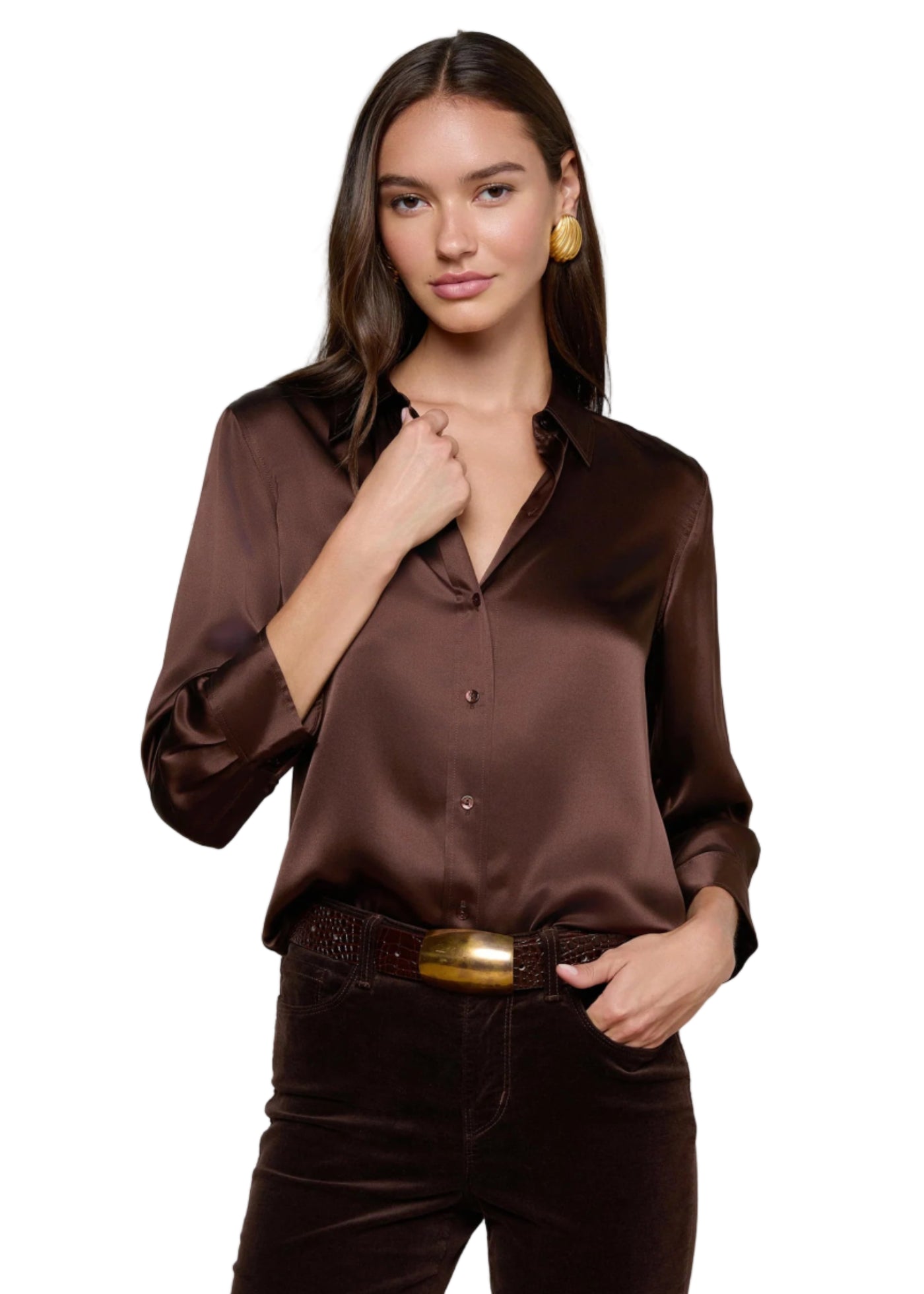 Dani Silk Blouse in Coffee Bean