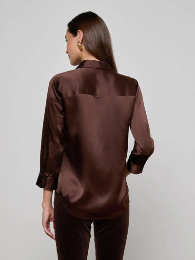 Dani Silk Blouse in Coffee Bean