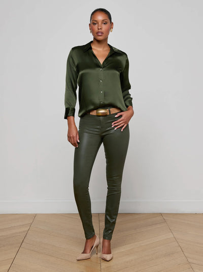 Dani Silk Blouse in Deep Olive