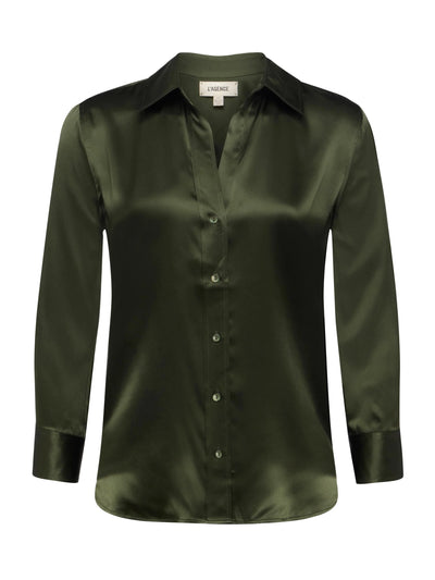 Dani Silk Blouse in Deep Olive