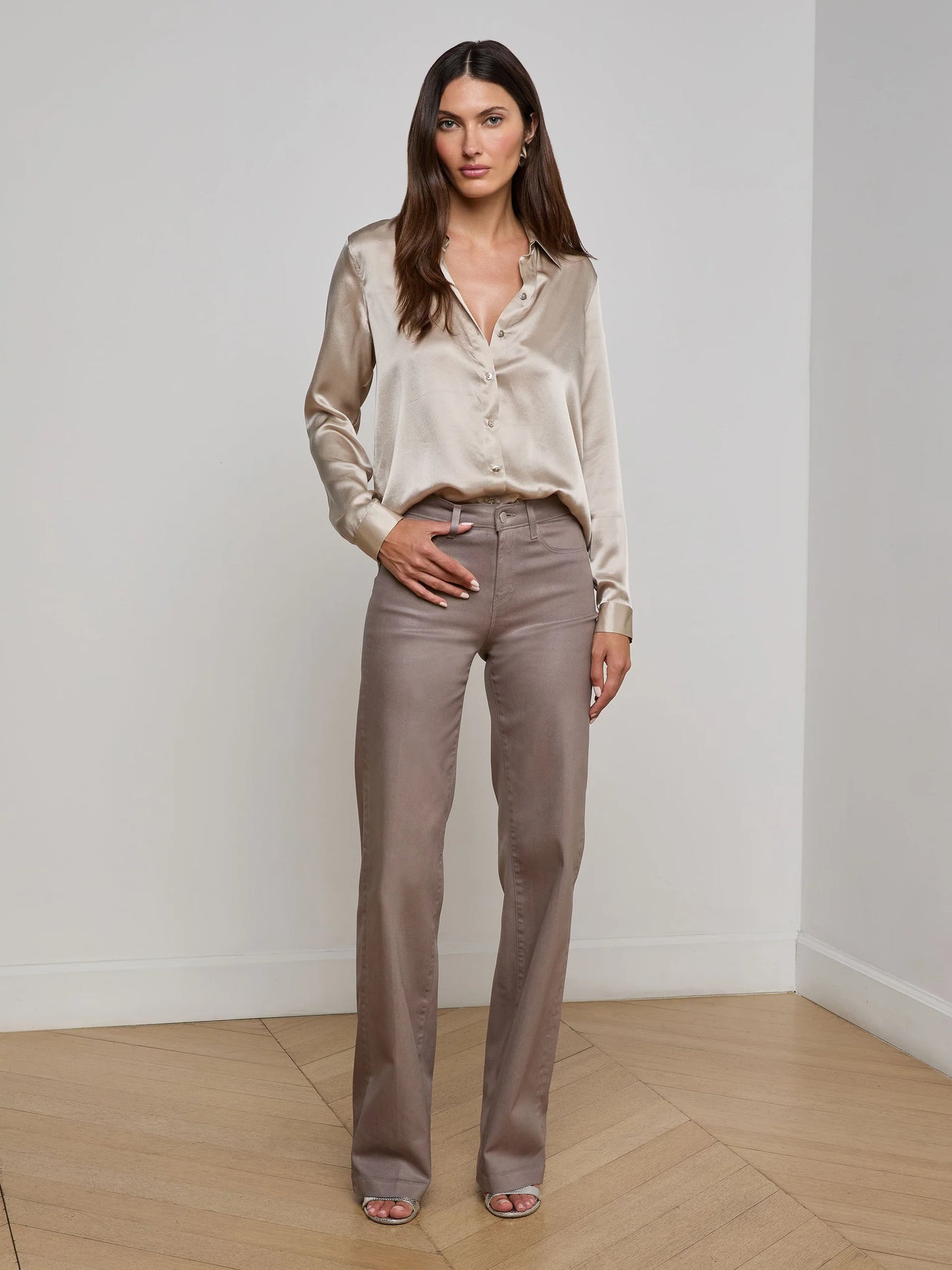 Tyler Silk Blouse in Smoke Grey