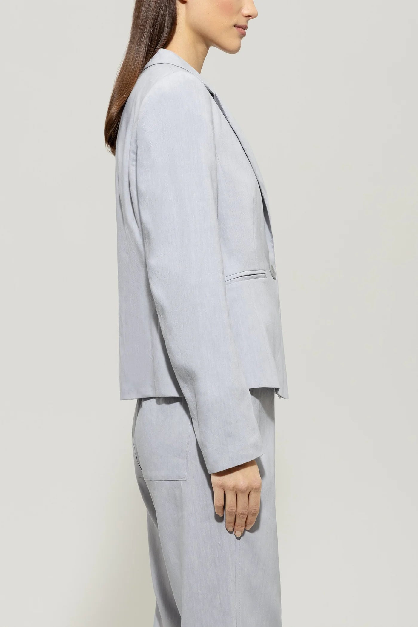 Linen Blend Blazer in Silver Gray