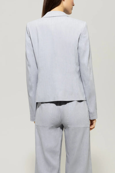 Linen Blend Blazer in Silver Gray