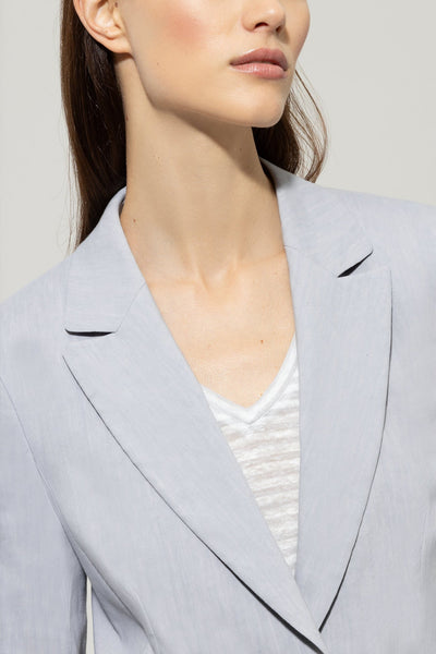 Linen Blend Blazer in Silver Gray